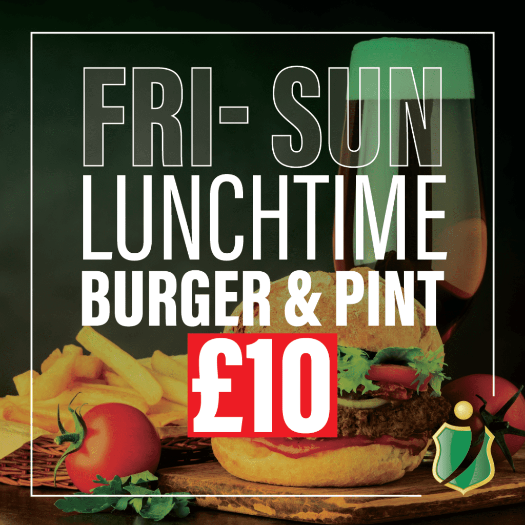 Burger and a pint offer